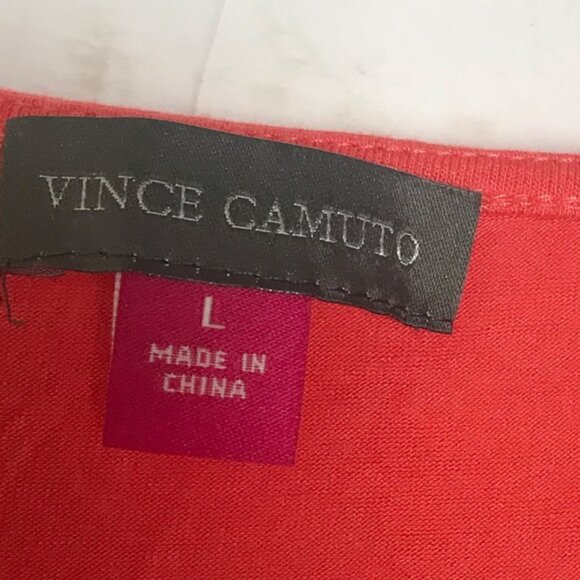 Vince Camuto Butterfly Flutter Sleeves Top Ruffle Fairy Red Tee Shirt Stretch L - Picture 5 of 12